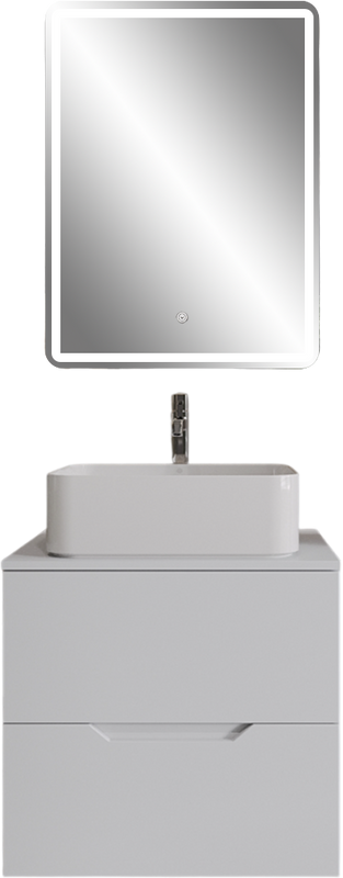 Мебель для ванной комнаты Orange Line 60 подвесная, 2 ящика, матовая белая с раковиной B02-460W