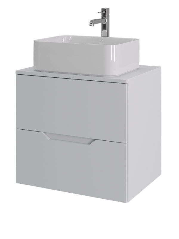 Мебель для ванной комнаты Orange Line 60 подвесная, 2 ящика, матовая белая с раковиной B02-460W