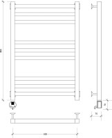 Полотенцесушитель электрический Secado Корато 3 L 85x55 см, подключение слева, хром, лесенка