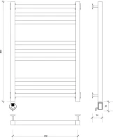 Полотенцесушитель электрический Secado Корато 3 L 85x55 см, подключение слева, хром, лесенка