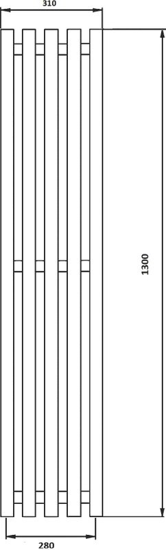 Полотенцесушитель водяной Secado Бергамо 5 1300х280 130x30 см, хром, I-образный