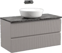 Тумба с раковиной Sancos Snob T 100 см, doha soft, столешница черный мрамор, раковина TT100A1