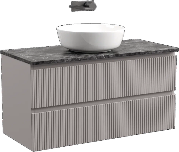 Тумба с раковиной Sancos Snob T 100 см, doha soft, столешница черный мрамор, раковина TT100A1