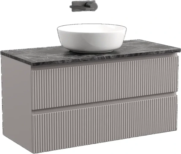 Тумба с раковиной Sancos Snob T 100 см, doha soft, столешница черный мрамор, раковина TT100A1