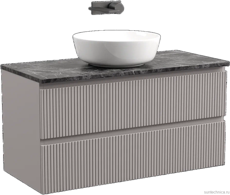 Тумба с раковиной Sancos Snob T 100 см, doha soft, столешница черный мрамор, раковина TT100A1