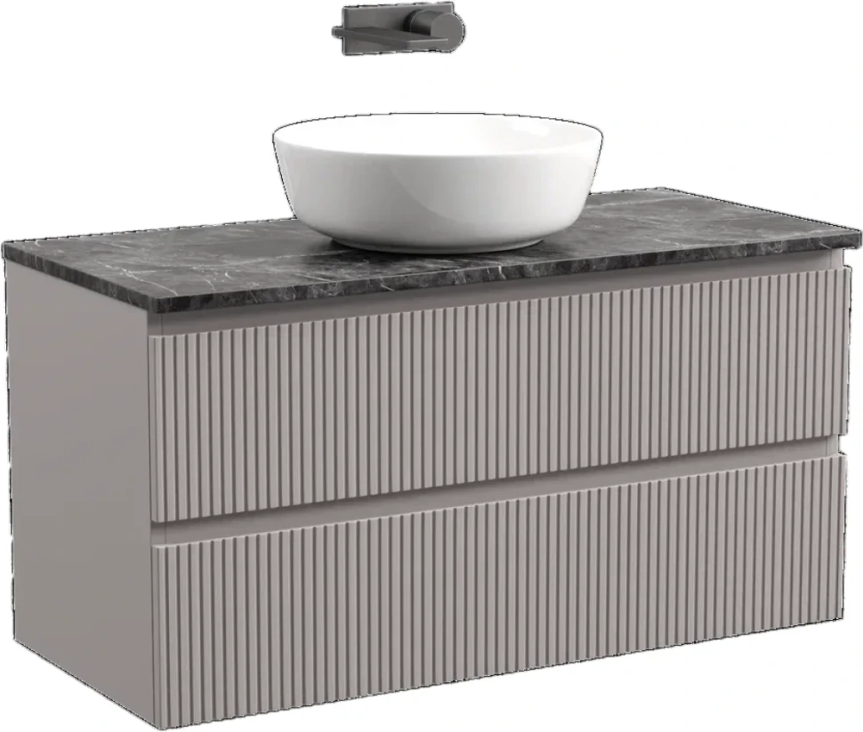 Тумба с раковиной Sancos Snob T 100 см, doha soft, столешница черный мрамор, раковина TT100A1