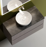 Тумба с раковиной Sancos Snob T 100 см, doha soft, столешница черный мрамор, раковина TT100A1