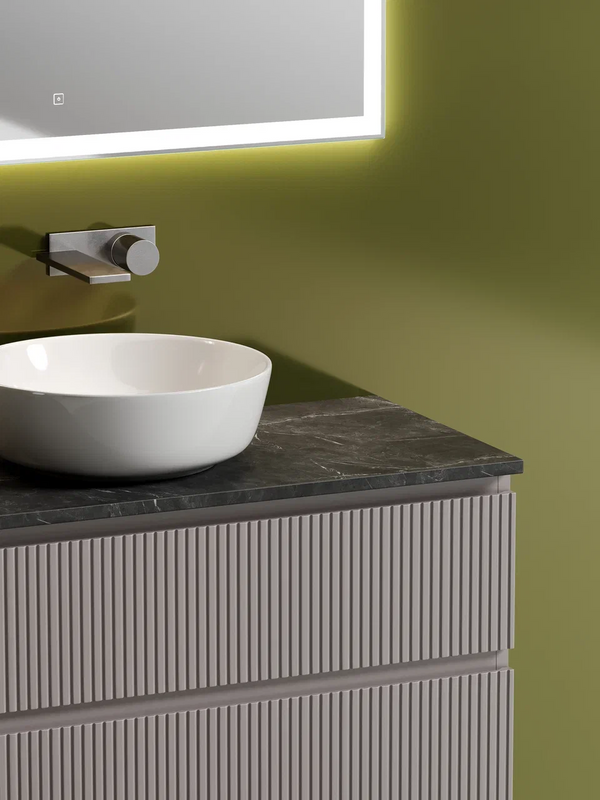 Тумба с раковиной Sancos Snob T 100 см, doha soft, столешница черный мрамор, раковина TT100A1