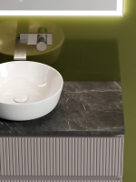 Тумба с раковиной Sancos Snob T 100 см, doha soft, столешница черный мрамор, раковина TT100A1
