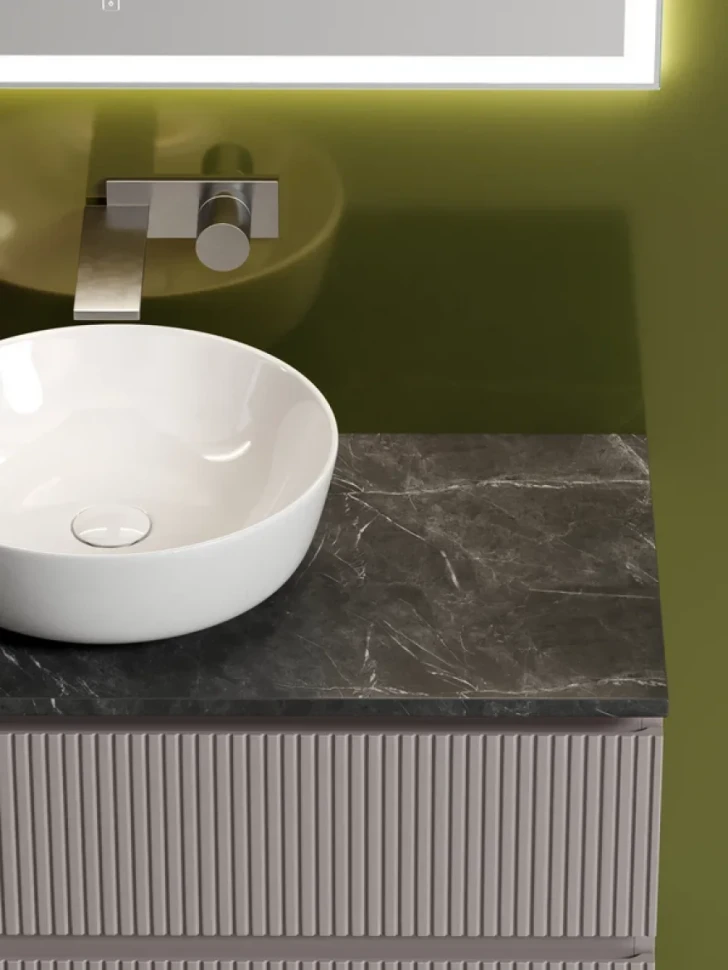 Тумба с раковиной Sancos Snob T 100 см, doha soft, столешница черный мрамор, раковина TT100A1