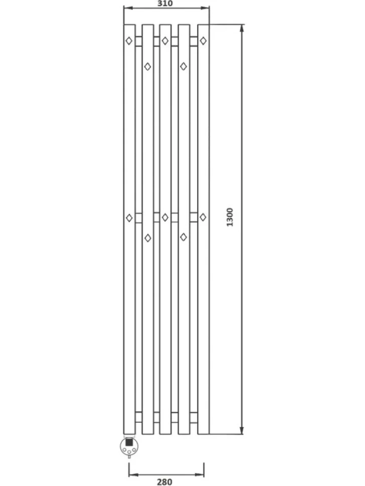 Полотенцесушитель электрический Secado Сандриго 5К 1300/280 135x30 см, подключение слева, хром, I-образный