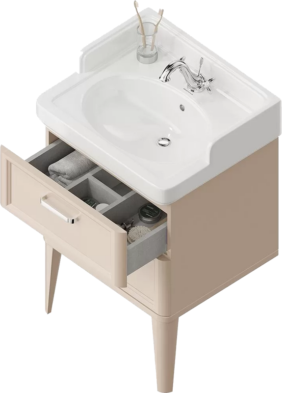 Тумба с раковиной KERAMA MARAZZI Pompei 60 с 2 ящиками, камео бежевая