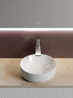 Тумба с раковиной Sancos Snob T 100 см, bianco, столешница бежевая, раковина CN6005
