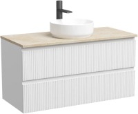 Тумба с раковиной Sancos Snob T 100 см, bianco, столешница бежевая, раковина CN6005