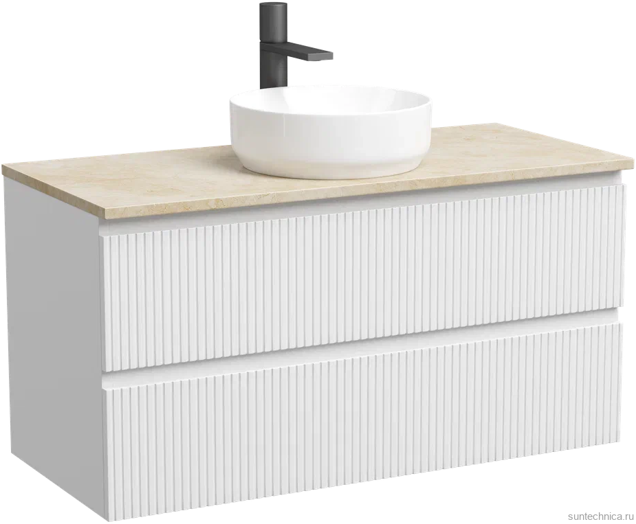 Тумба с раковиной Sancos Snob T 100 см, bianco, столешница бежевая, раковина CN6005