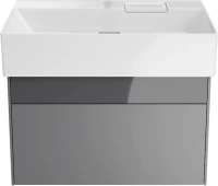 Тумба с раковиной KERAMA MARAZZI Logica 70 подвесная, стальная серая, без отверстий под смеситель