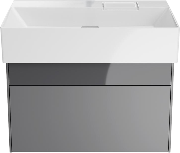 Тумба с раковиной KERAMA MARAZZI Logica 70 подвесная, стальная серая, без отверстий под смеситель