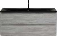 Мебель для ванной комнаты BelBagno Albano 120 подвесная, rovere vintage bianco, черная матовая раковина