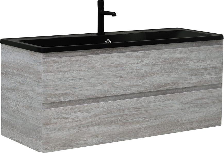 Мебель для ванной комнаты BelBagno Albano 120 подвесная, rovere vintage bianco, черная матовая раковина