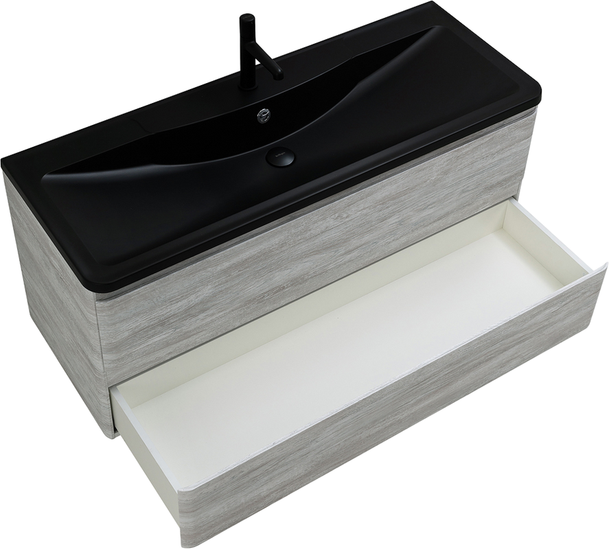 Мебель для ванной комнаты BelBagno Albano 120 подвесная, rovere vintage bianco, черная матовая раковина