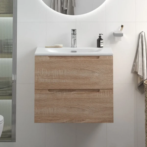 Тумба с раковиной BelBagno Etna 60 rovere bianco, раковина BB-8099-60