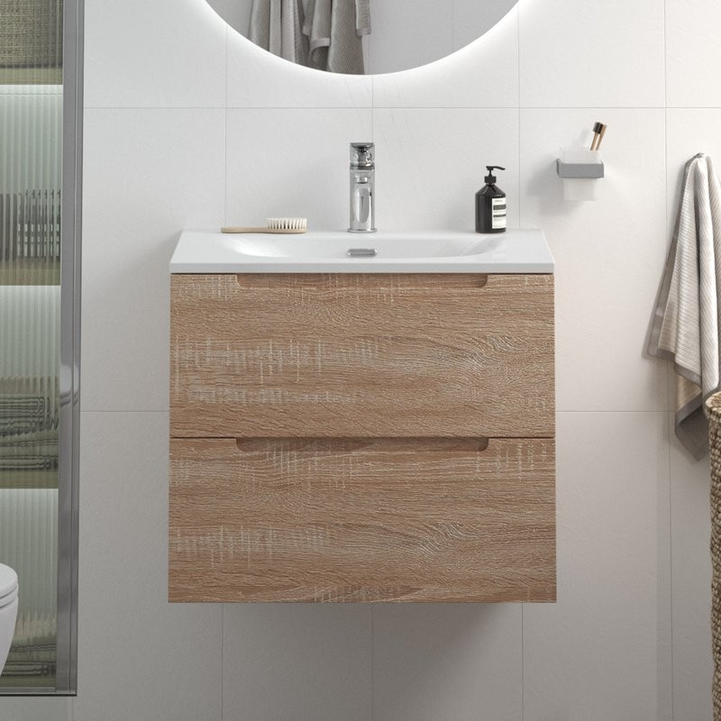 Тумба с раковиной BelBagno Etna 60 rovere bianco, раковина BB-8099-60
