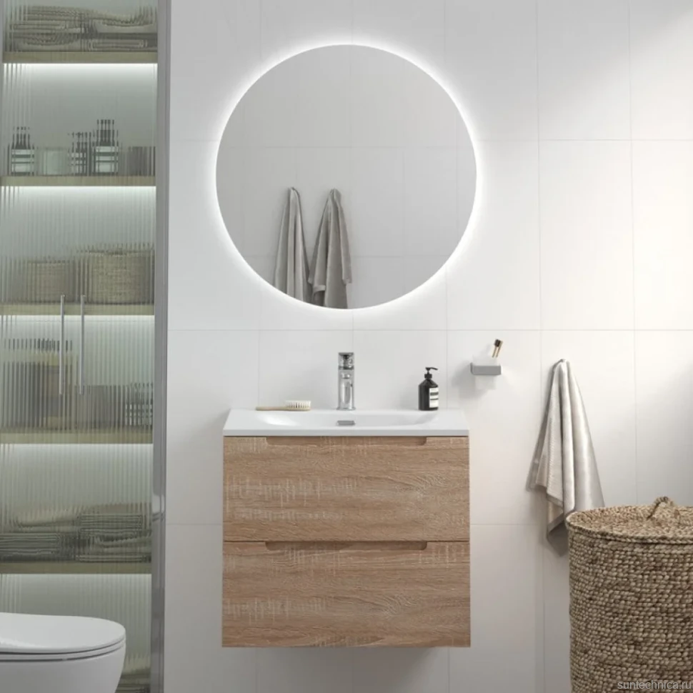 Тумба с раковиной BelBagno Etna 60 rovere bianco, раковина BB-8099-60
