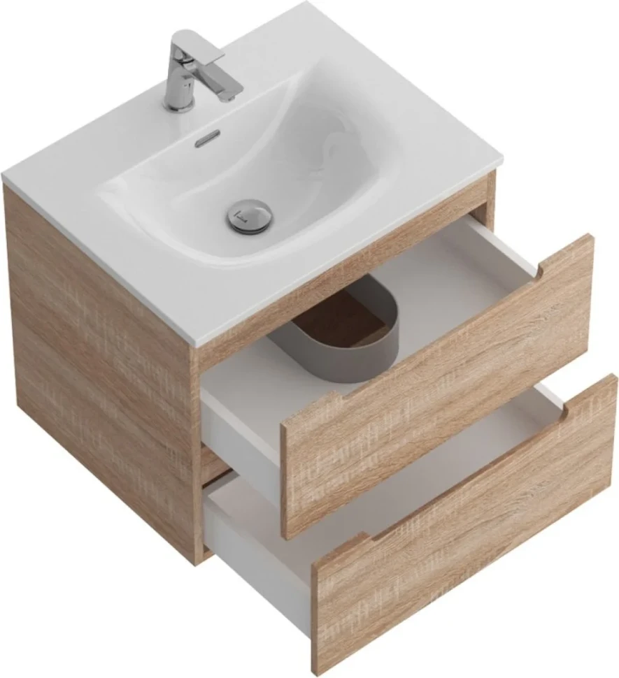 Тумба с раковиной BelBagno Etna 60 rovere bianco, раковина BB-8099-60