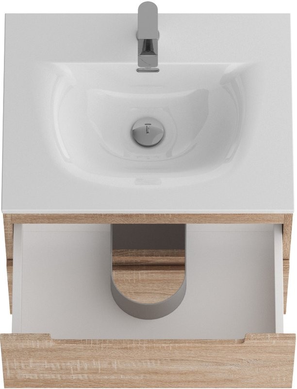 Тумба с раковиной BelBagno Etna 60 rovere bianco, раковина BB-8099-60