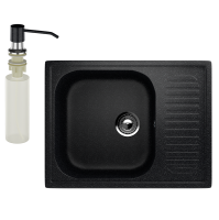 Мойка кухонная Ulgran U-202 308 черная + дозатор U-01 черный