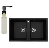 Мойка кухонная Ulgran U-708 344 ультра-черная + дозатор U-02 черный Мойка кухонная Ulgran U-708 344 ультра-черная + дозатор U-02 черный