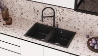 Мойка кухонная Ulgran U-708 344 ультра-черная + дозатор U-02 черный Мойка кухонная Ulgran U-708 344 ультра-черная + дозатор U-02 черный