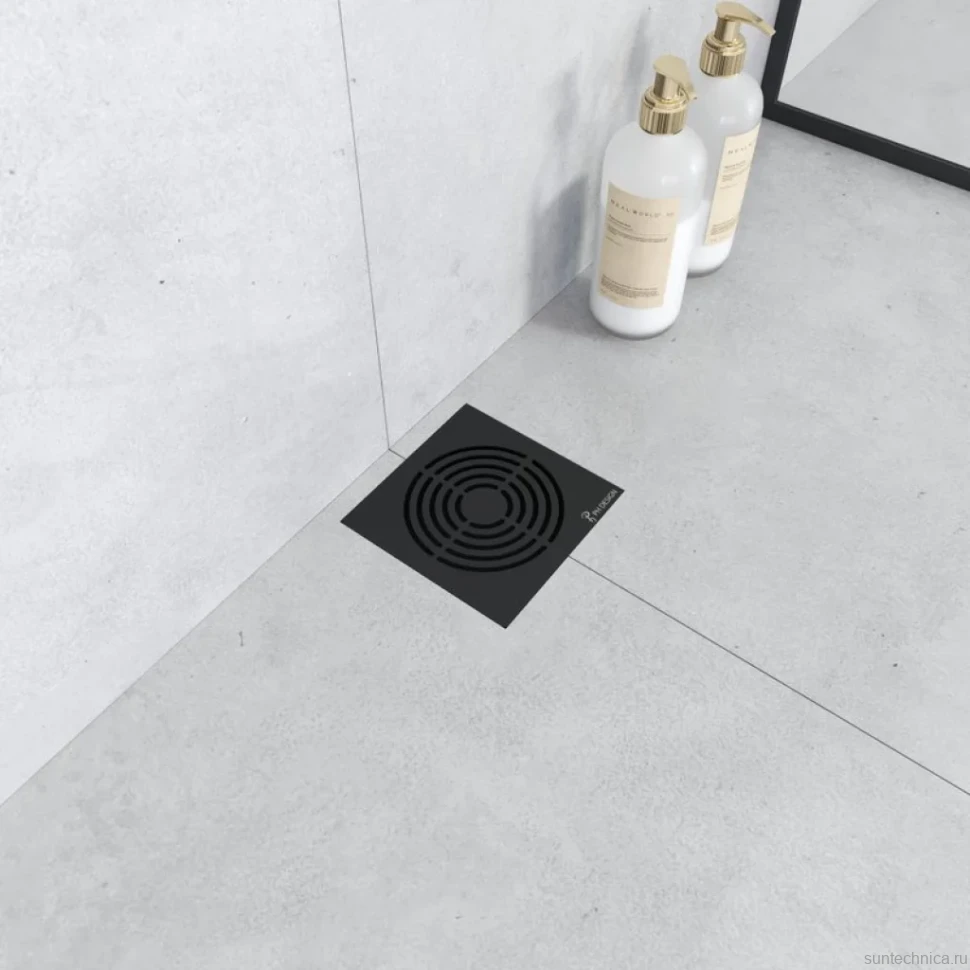 Душевой трап Boheme Smart Design 15x15 см, черный