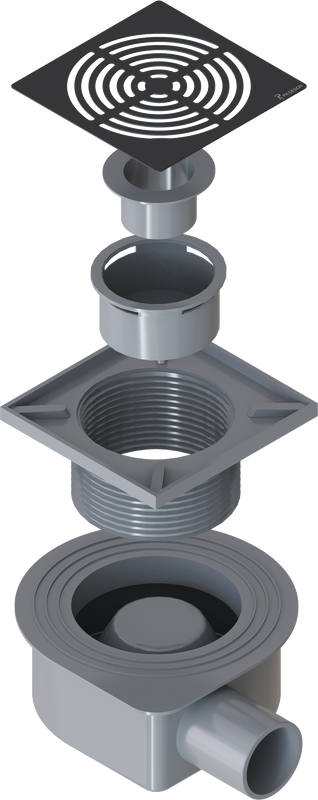 Душевой трап Boheme Smart Design 15x15 см, черный