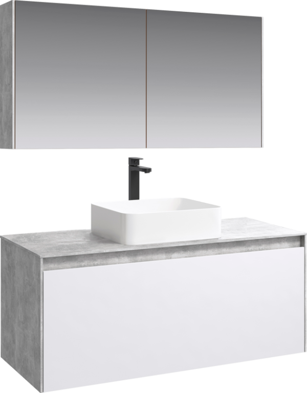 Мебель для ванной комнаты Aqwella 5 stars Mobi 120 бетон светлый, белая