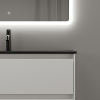 Тумба с раковиной Sancos Cento 90 см белый глянец, черная раковина