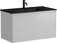 Тумба с раковиной Sancos Cento 90 см белый глянец, черная раковина