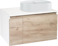 Тумба с раковиной Runo Бари 80 крафтовый дуб, раковина Nuovo 50