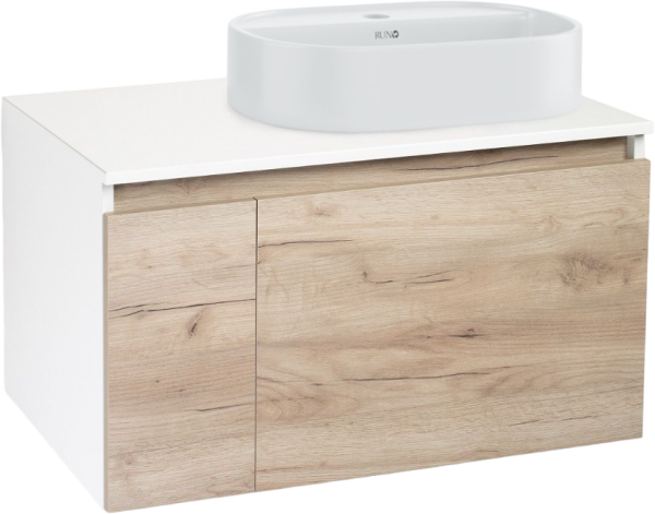 Тумба с раковиной Runo Бари 80 крафтовый дуб, раковина Nuovo 50