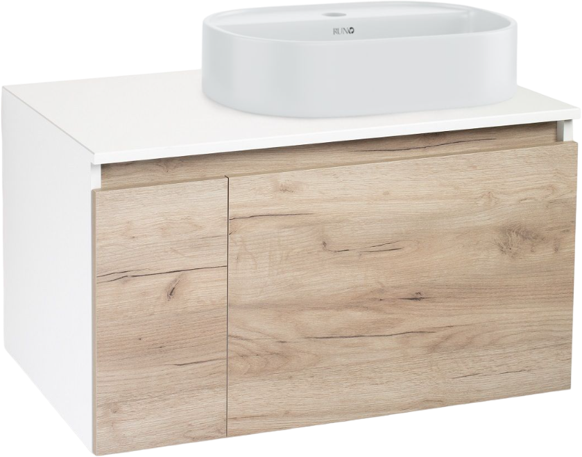 Тумба с раковиной Runo Бари 80 крафтовый дуб, раковина Nuovo 50