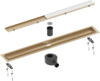 Душевой трап (лоток) Timo Drain Systems DS230210/17 1000 двусторонняя панель plate под плитку, золото матовое