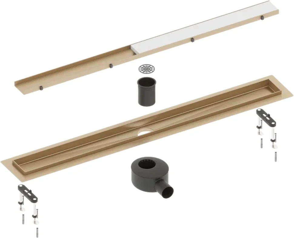 Душевой трап (лоток) Timo Drain Systems DS230210/17 1000 двусторонняя панель plate под плитку, золото матовое
