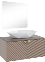 Мебель для ванной комнаты Runo Андорра 85 кашемир серый, дуб какао, раковина Poligono 65