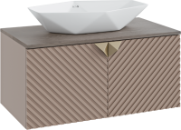 Мебель для ванной комнаты Runo Андорра 85 кашемир серый, дуб какао, раковина Poligono 65