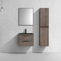 Тумба с раковиной Vincea Chiara 2D 60, 2 ящика, темный дуб, с черной раковиной