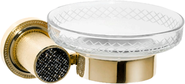 Мыльница Boheme Royal Cristal Black Gold 10923-G-B настенная, золото