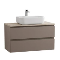 Тумба под раковину со столешницей BelBagno Kraft 100 подвесная, матовая бежевая, столешница kep-100-mco
