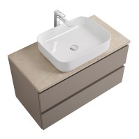 Тумба под раковину со столешницей BelBagno Kraft 100 подвесная, матовая бежевая, столешница kep-100-mco