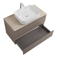 Тумба под раковину со столешницей BelBagno Kraft 100 подвесная, матовая бежевая, столешница kep-100-mco