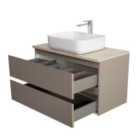 Тумба под раковину со столешницей BelBagno Kraft 100 подвесная, матовая бежевая, столешница kep-100-mco